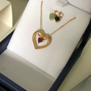 HOST PICK🤩 14k YGP Trio Gemstone Heart Necklace